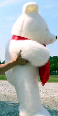 American Made Giant White Teddy Bear Holding I Love You Heart Pillow.