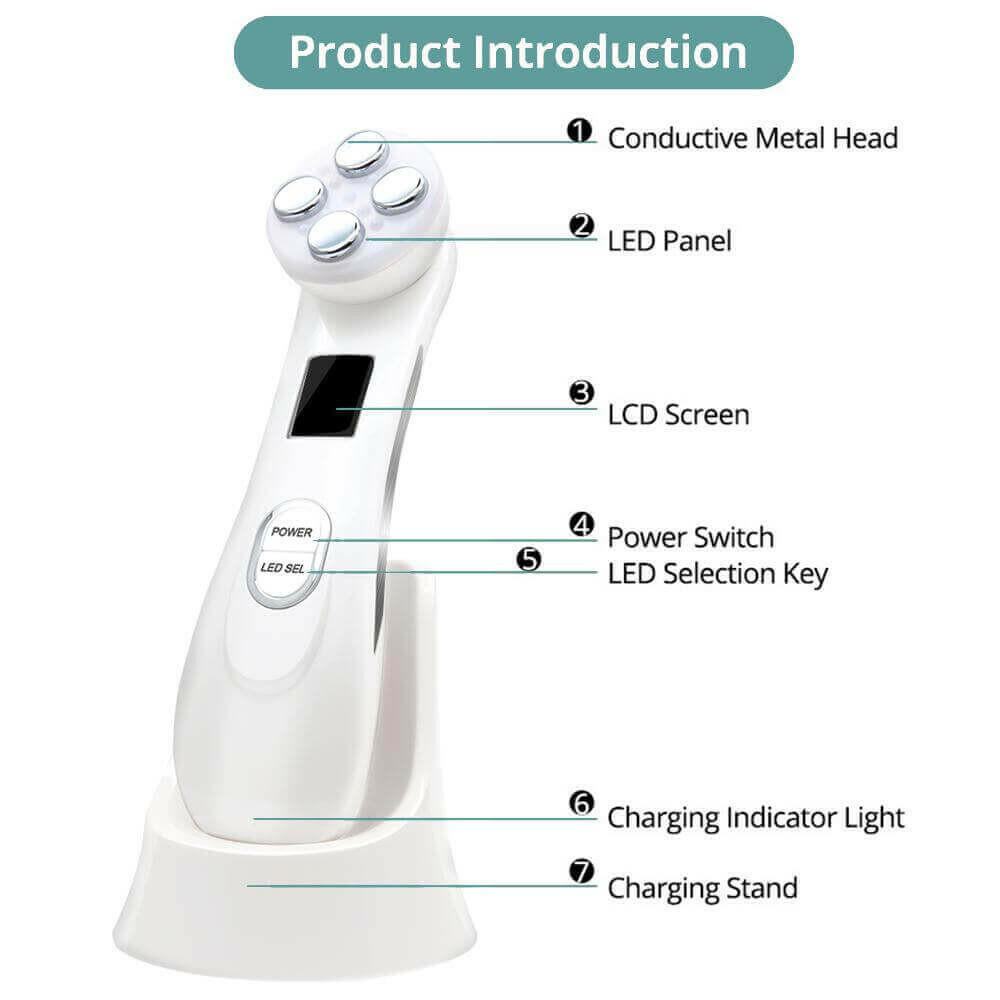 Facial Mesotherapy LED Photon Face Wrinkle Removal Skin Care Massager.