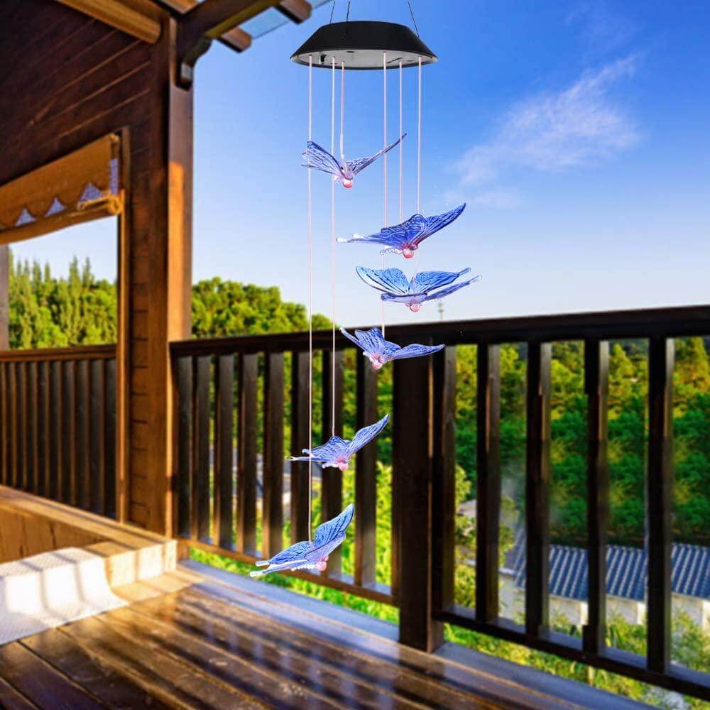 Outdoor solar LED wind chime butterfly wind chime garden light