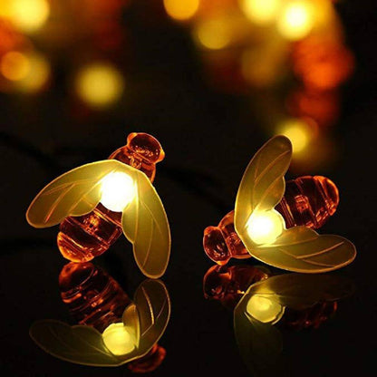 New Solar Powered Cute Honey Bee Led String Fairy Light Garland Lights