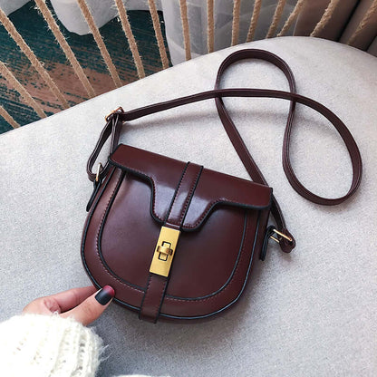 Western-Style Leather Saddle Shoulder Bag