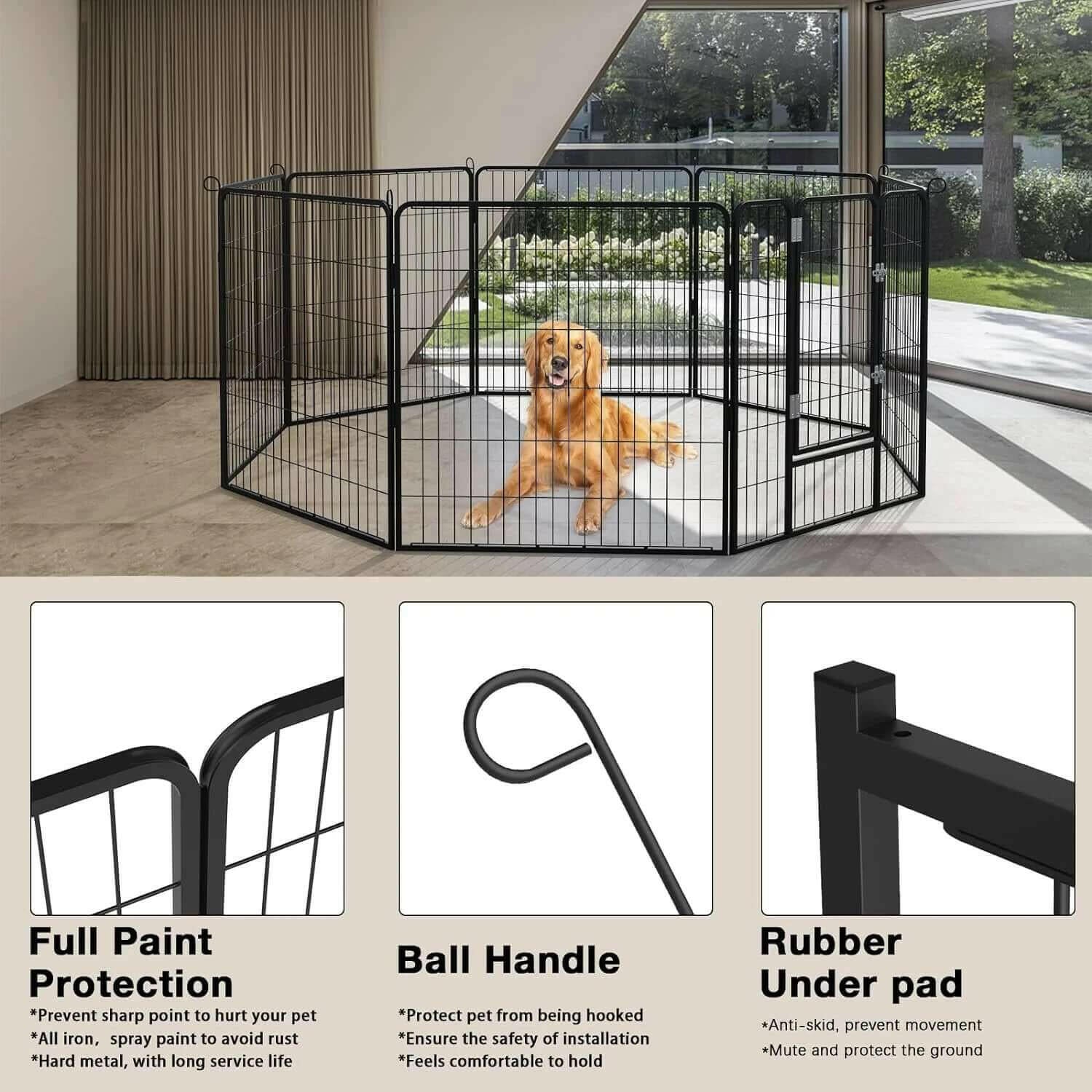 Bold Dog Playpen for Outdoor, 16 Panels 24''/32''/40'' Height Metal Puppy Dog Fence Indoor Outdoor,Pet Exercise Pen for Rv,Camping,Yard