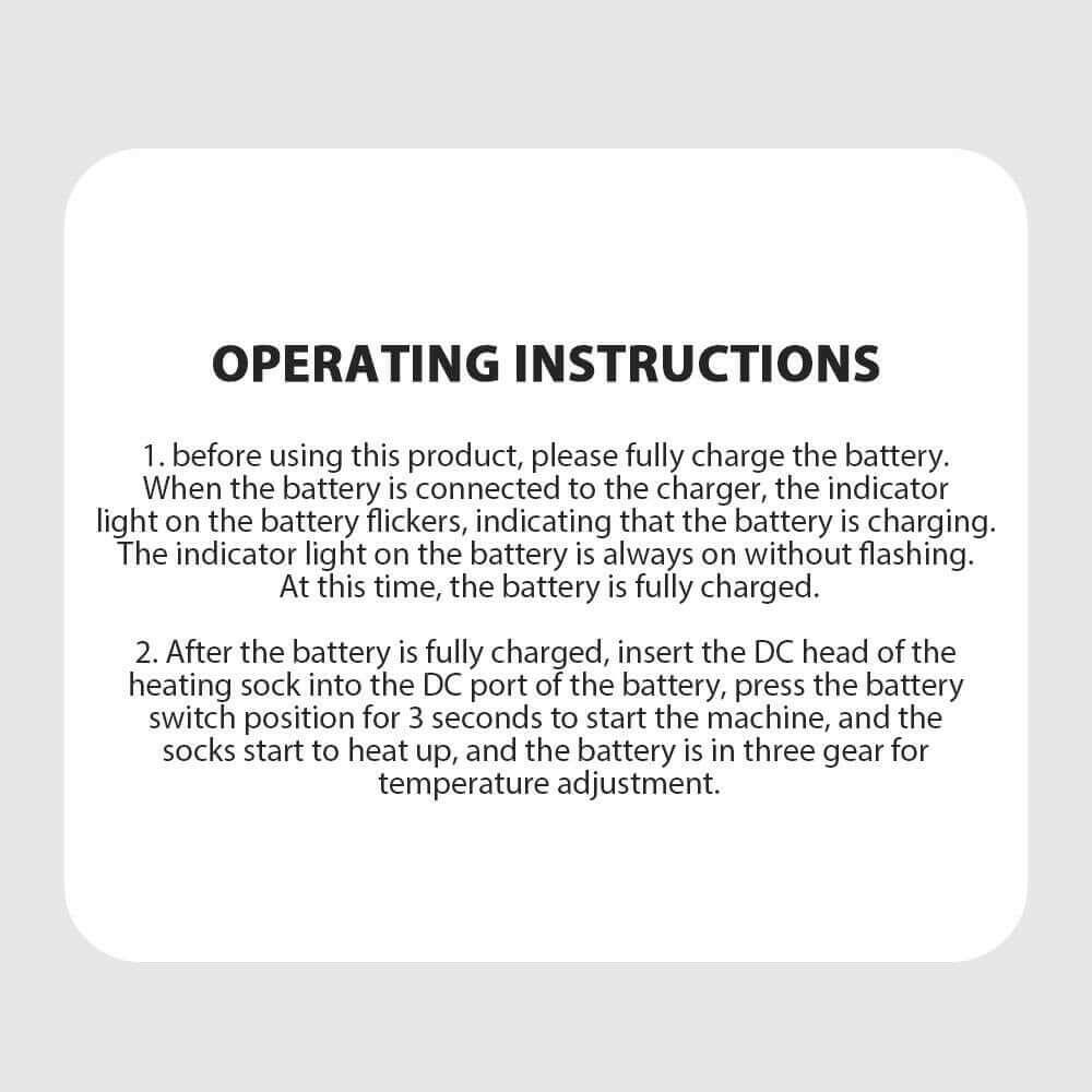 Winter Warm Adjustable Men Women Electric Battery Foot Warmer Socks SP