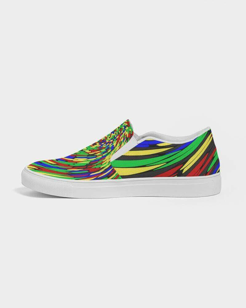 multicolor slip-on canvas sneakers