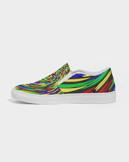 multicolor slip-on canvas sneakers