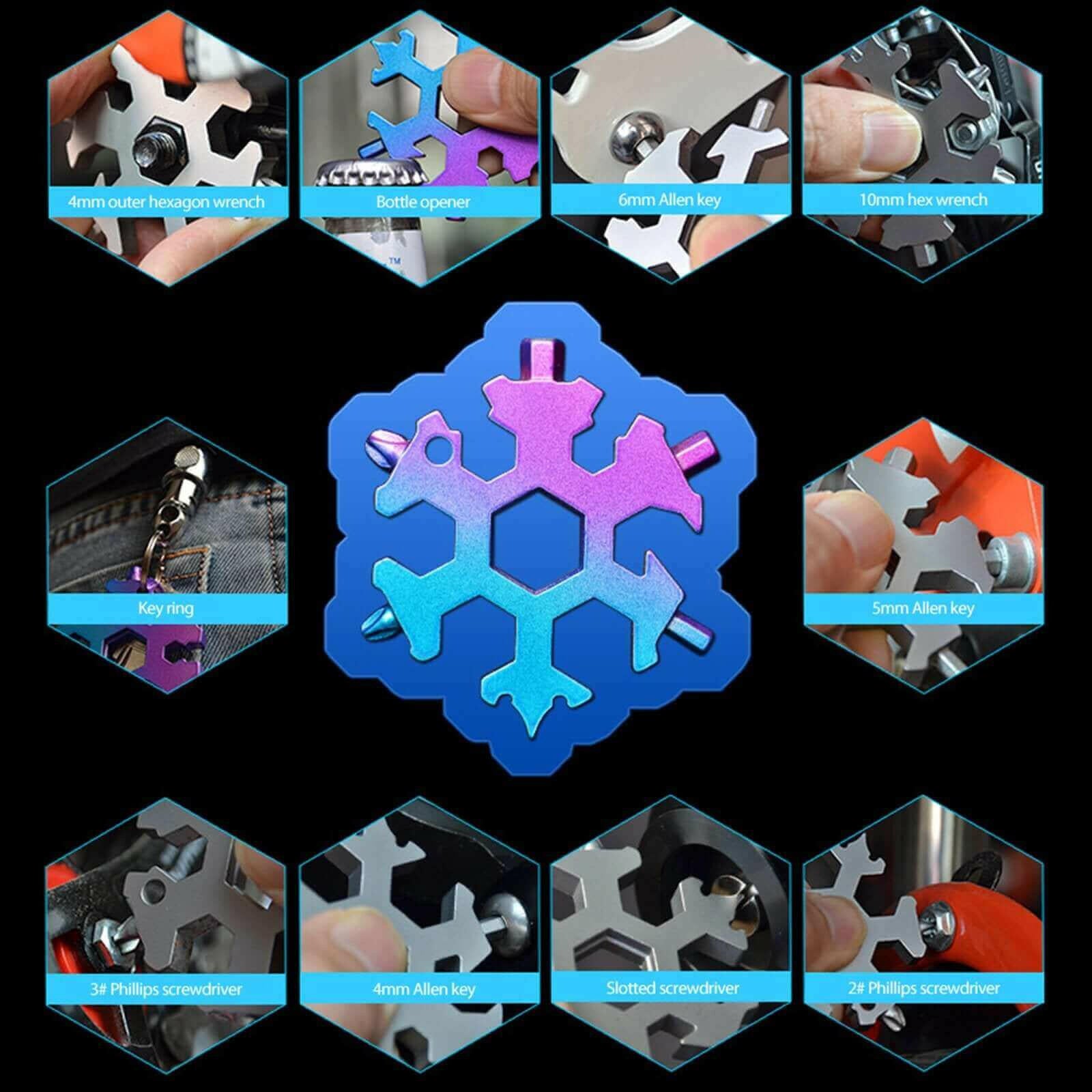 18 In 1 Snowflake Multitool Stainless Steel Tools Wine Bottle Opener.