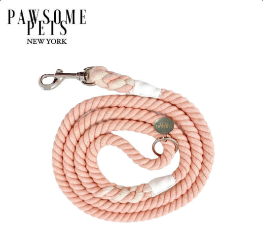 ROPE LEASH -  LIGHT CORAL PINK.