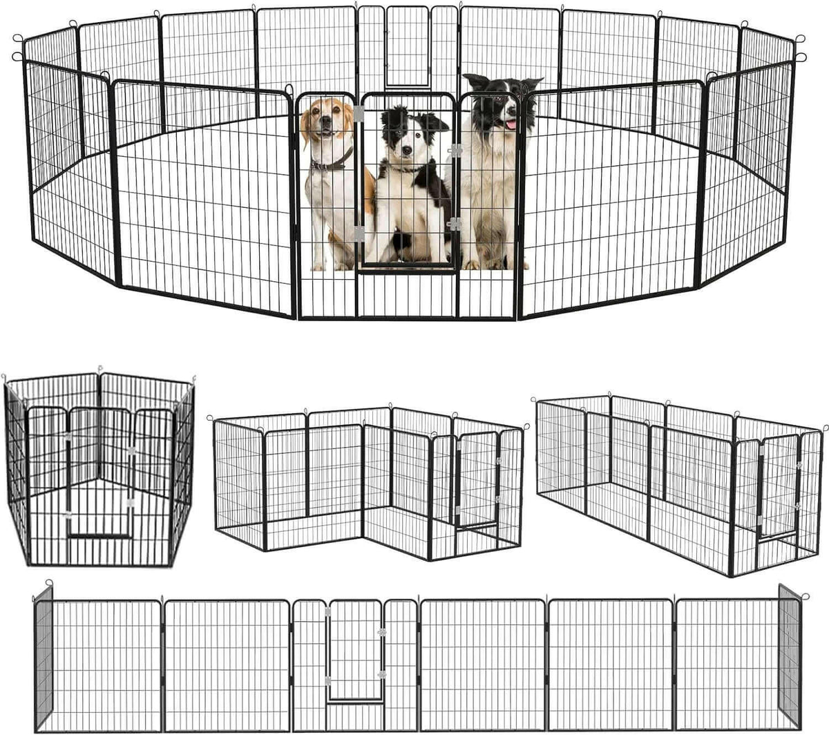 Bold Dog Playpen for Outdoor, 16 Panels 24''/32''/40'' Height Metal Puppy Dog Fence Indoor Outdoor,Pet Exercise Pen for Rv,Camping,Yard