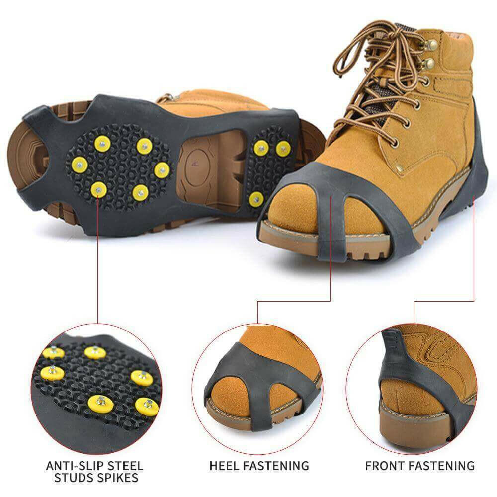 1 Pair 10 Studs Anti-Skid Ice Gripper Spike Winter Climbing Grips