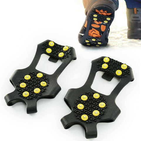 1 Pair 10 Studs Anti-Skid Ice Gripper Spike Winter Climbing Grips.