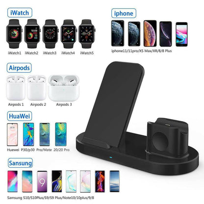 15W 3 In 1 Wireless Charger Stand for iPhone AirPods Pro Apple Watch.