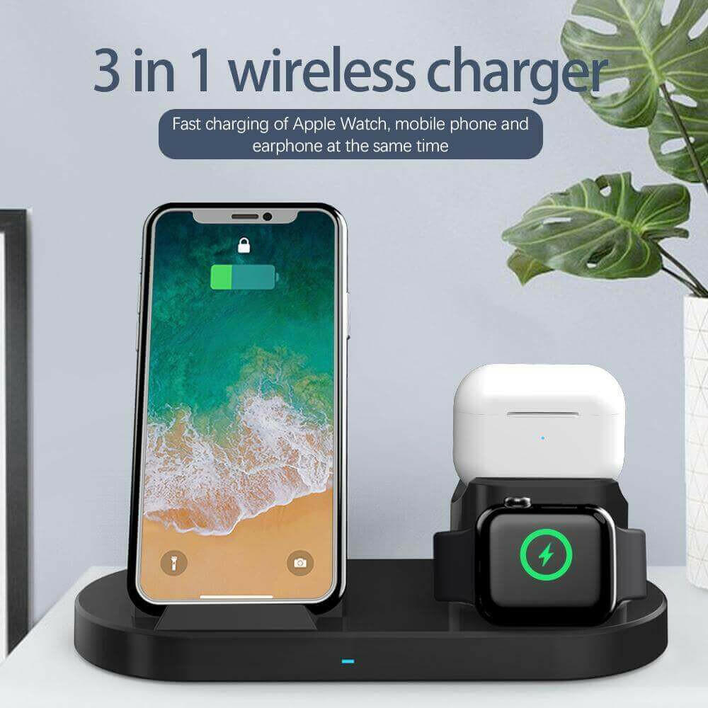 15W 3 In 1 Wireless Charger Stand for iPhone AirPods Pro Apple Watch.