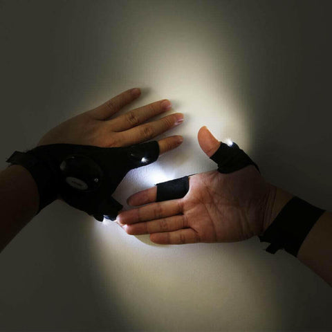 Night Light Waterproof Fishing Gloves with LED Flashlight Rescue Tool