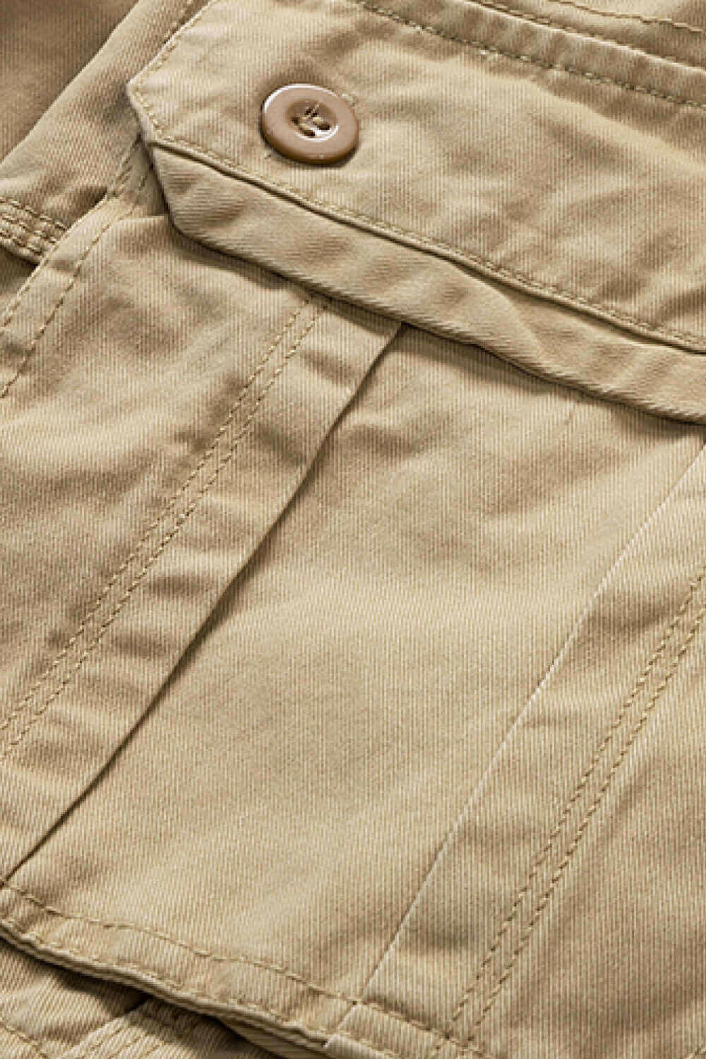 Button and Zip Closure Belted Cargo Shorts.