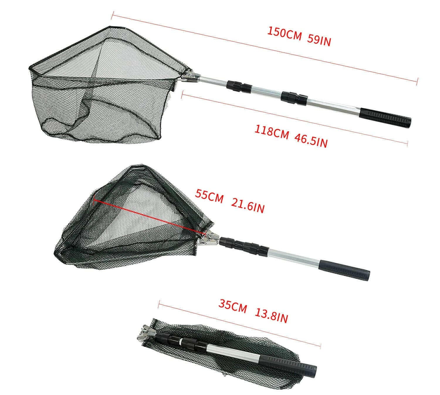 Retractable Fishing Net Telescoping Foldable Landing Net Pole Folding.