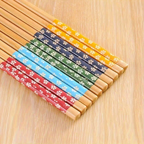 5 Pairs Premium Reusable Multicolor Nonslip Bamboo Chopsticks