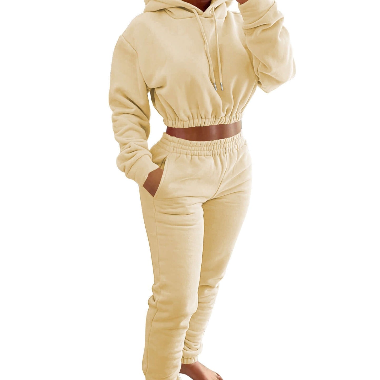 Women's Spring And Winter Plush Sports Casual Suit Hoodie+Jogging Pant