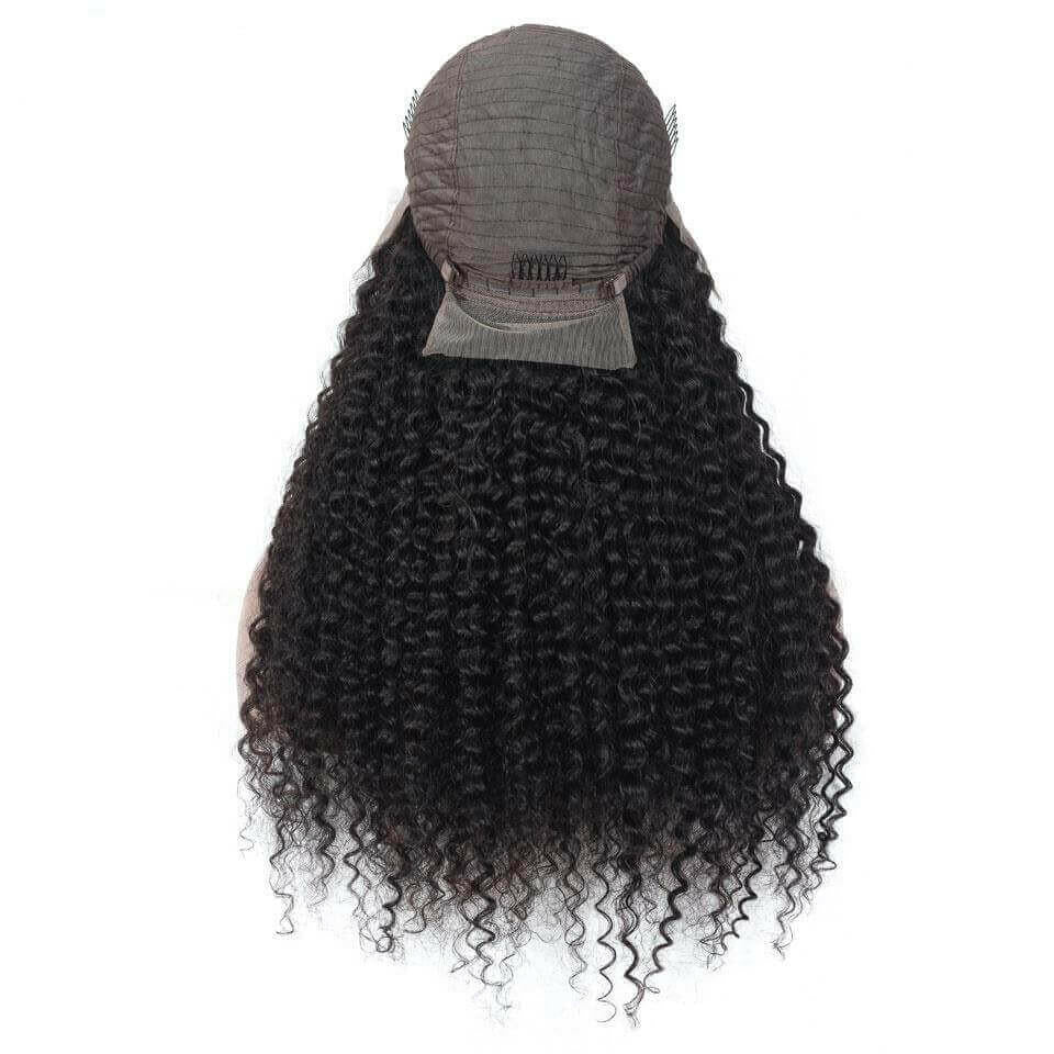 180% Density Full 4x4 Transparent Lace Front Kinky Curly Human Hair Wi.