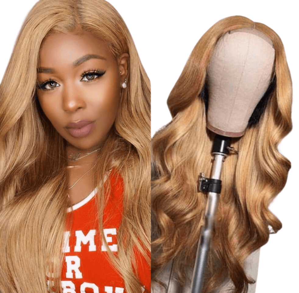 #27 Straight 13x1x4 T part Lace 4x4 Closure wigs Body Wave #33 Transpa.