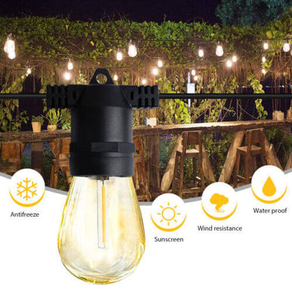 48FT 15 LED Bulb Fairy String Halloween Lights Waterproof Socket