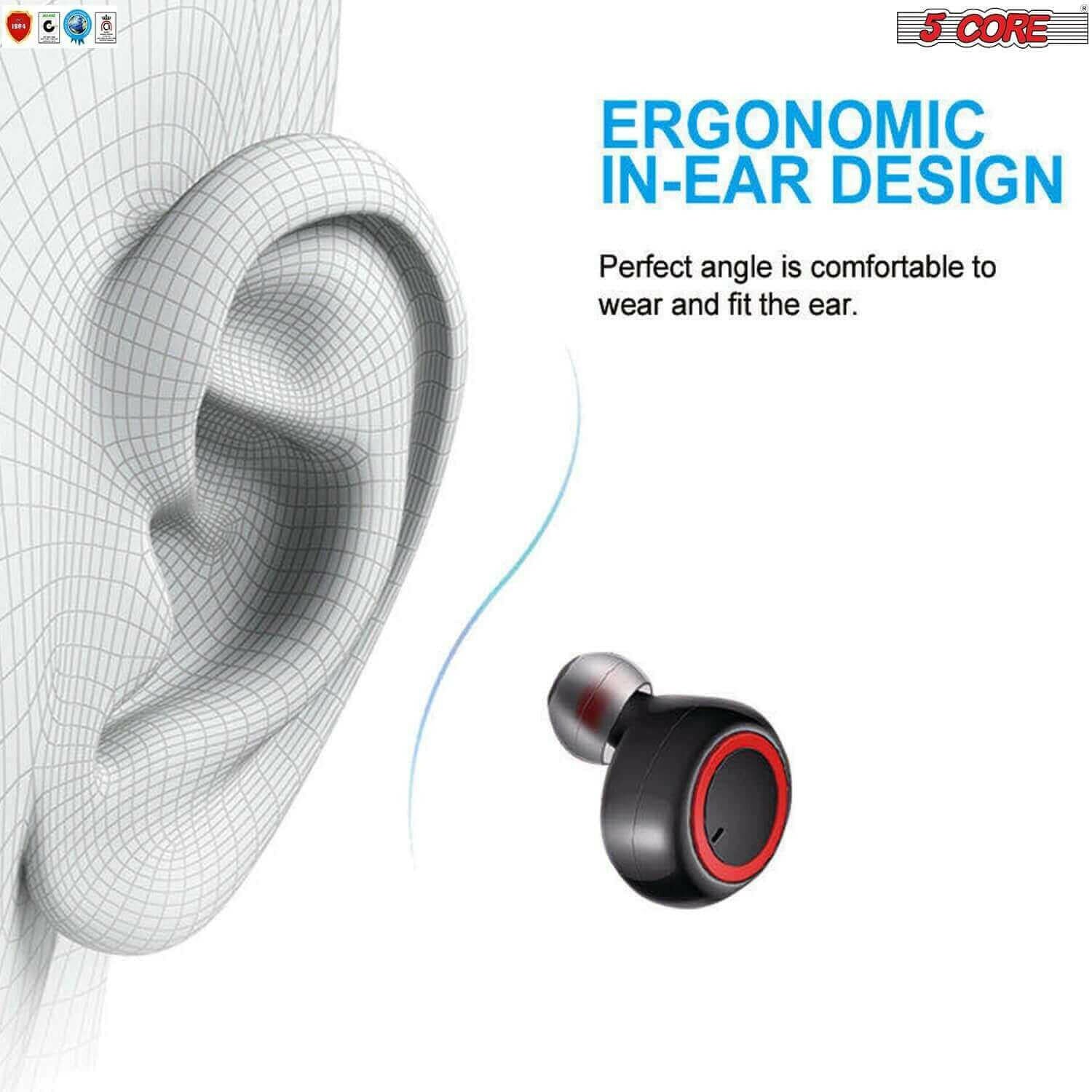 5 CORE Wireless Earbuds Bluetooth 5.0 in Ear Light-Weight Headphones.