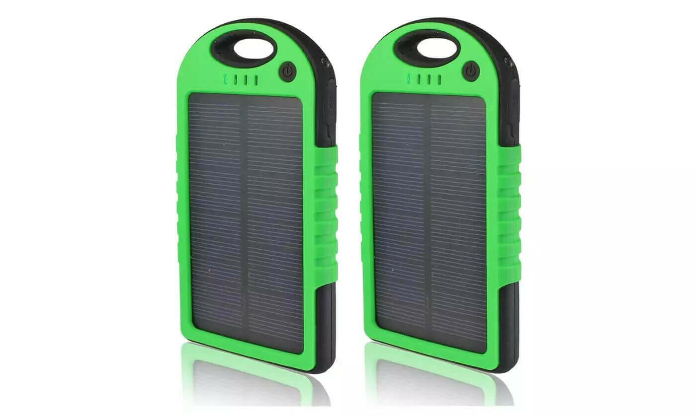 5,000 mAh Water-Resistant Solar Smartphone Charger (2-Pack).