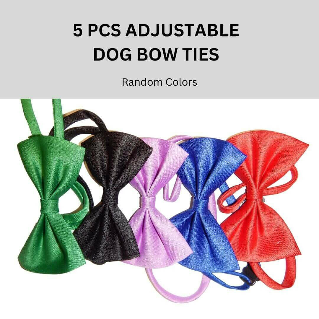 5 PCS ADJUSTABLE DOG BOW TIES (Random Colors).