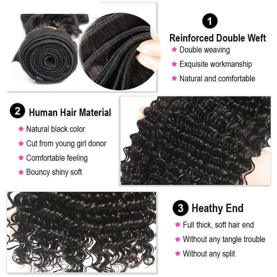 10A Grade 1/3/4 Jerry Curl Weave Brazilian Human Hair Extension Bundle.