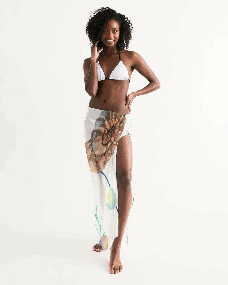 Sheer Sarong Swimsuit Cover Up Wrap / White Seashell.