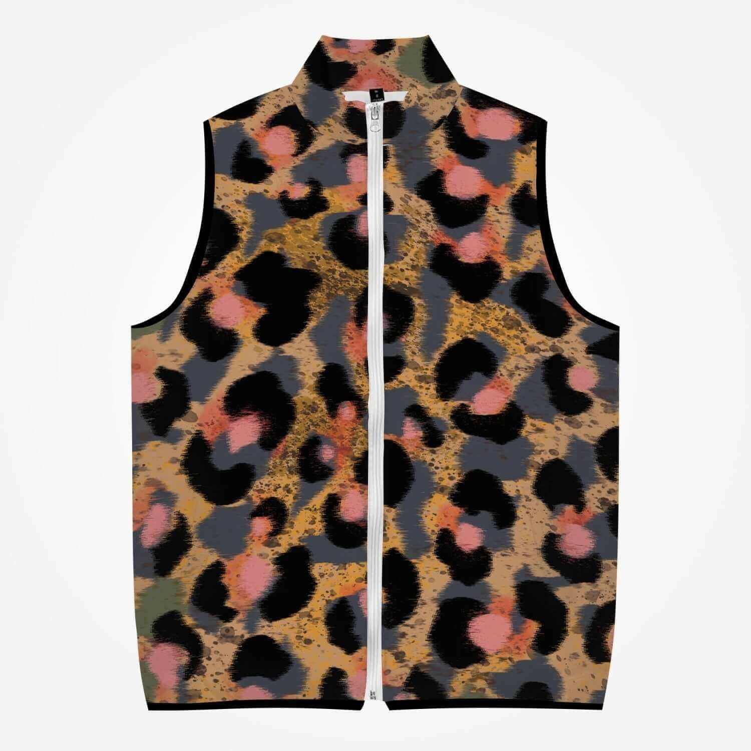 Jacki Easlick Leopard Print Cotton-pad Zipper-up Vest