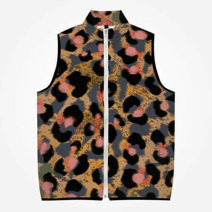 Jacki Easlick Leopard Print Cotton-pad Zipper-up Vest.