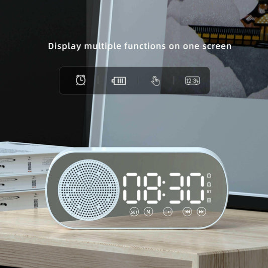 Music Alarm Clocks Mirror FM Radio LED Bluetooth Speaker.