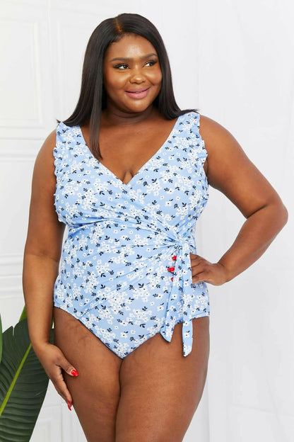 Marina West Swim Full Size Float On Ruffle Faux Wrap One-Piece in