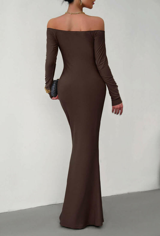 Off-Shoulder Long Sleeve Maxi Dress.