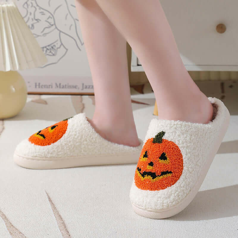 Halloween Pumpkin Cartoon Slippers Warm Winter Slippers Men and Women Couples Indoor House Shoes