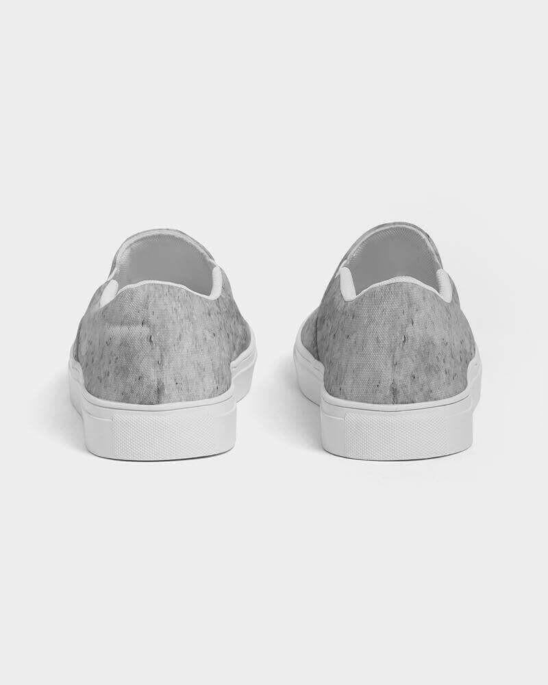 grey slip-on canvas sneakers