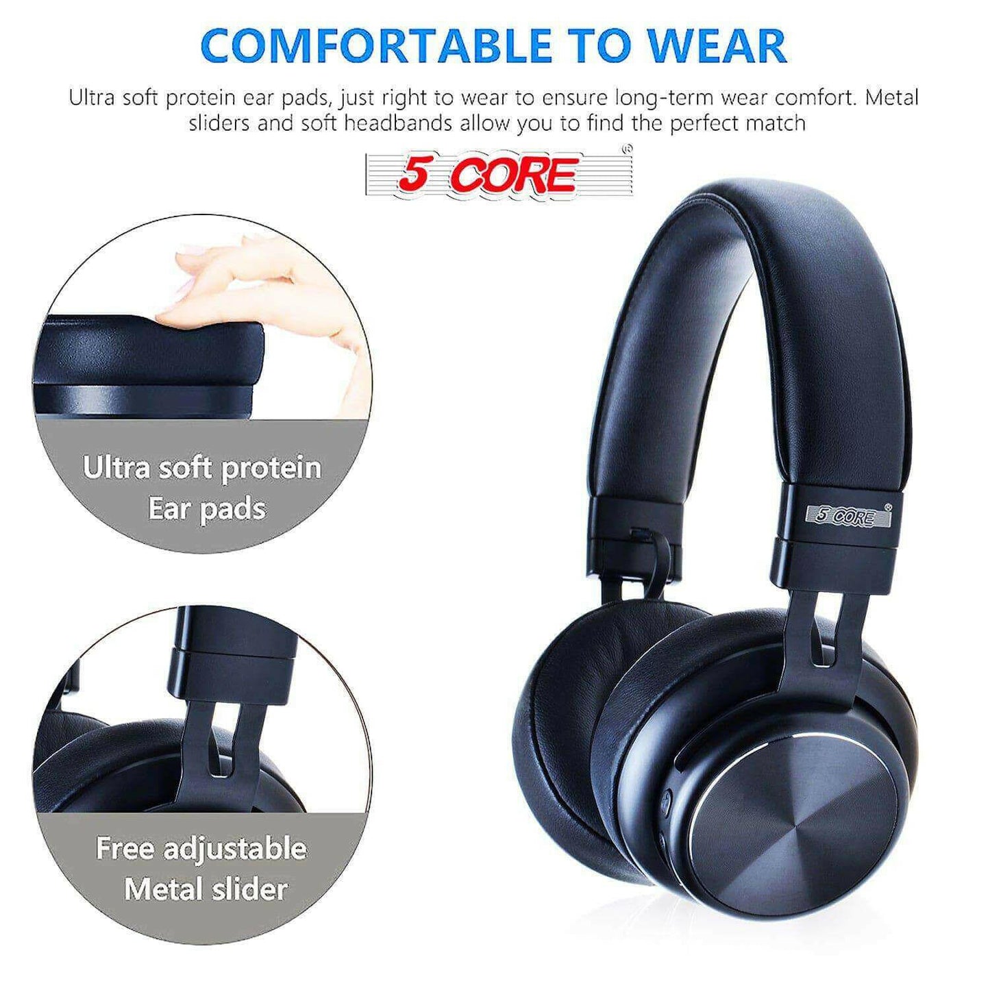 5Core Premium Headphone inbuilt Mic Over Ear Wireless Headset.