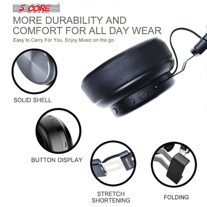 5Core Premium Headphone inbuilt Mic Over Ear Wireless Headset.