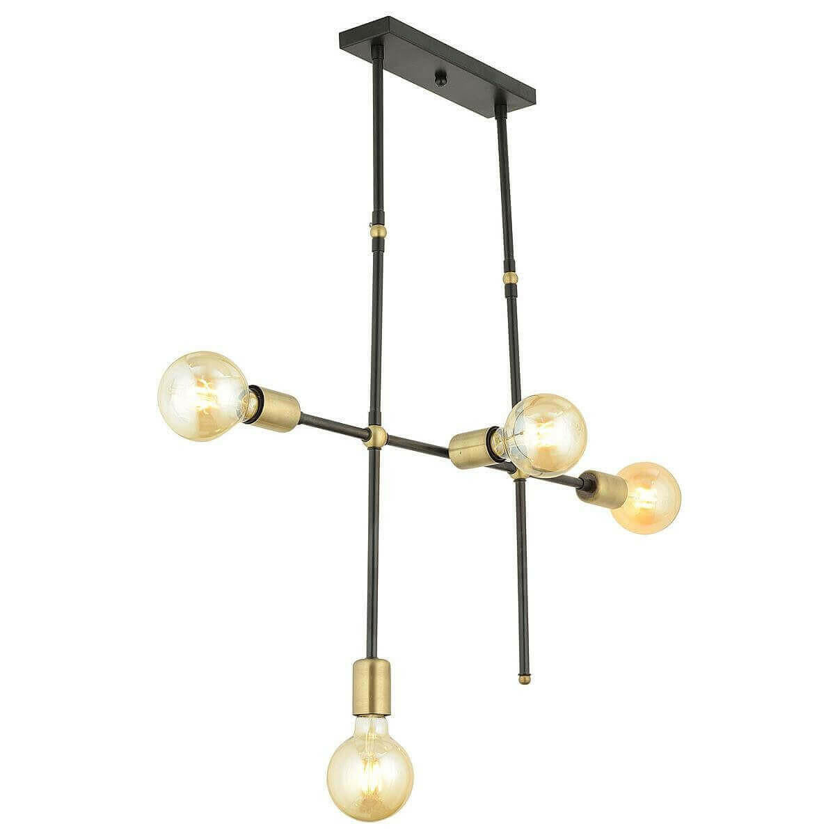 LU Chandelier 4 Lights Black/Gold Metal.