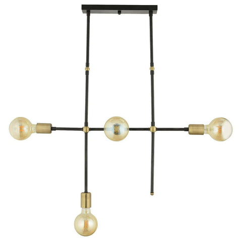 LU Chandelier 4 Lights Black/Gold Metal.