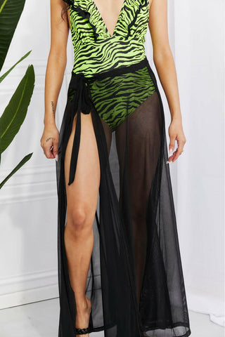 Marina West Swim Beach Is My Runway Mesh Wrap Maxi Cover-Up Skirt.