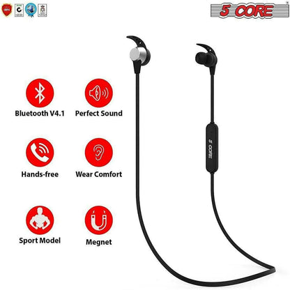 5 CORE Premium Bluetooth Earbuds Neckband Magnetic Bluetooth.