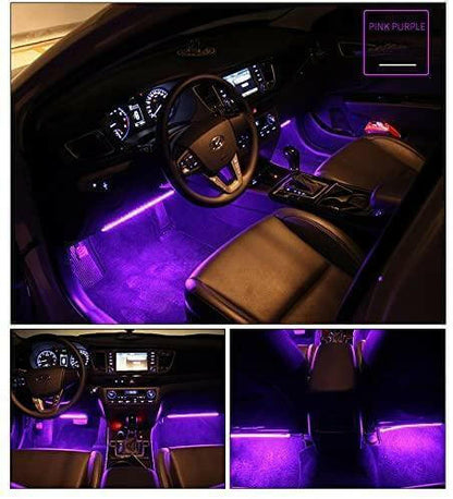 RGB Car LED Light Strips, Sound Activated with Remote Control, 48.