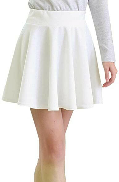 Women's Basic Mini Skater Skirt Stretchy Flared High Waisted Skirt.