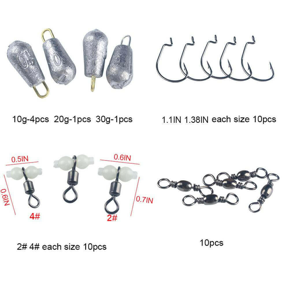 177Pcs Fishing Accessories Tackle Hook Kit Durable with Tackle Box SP