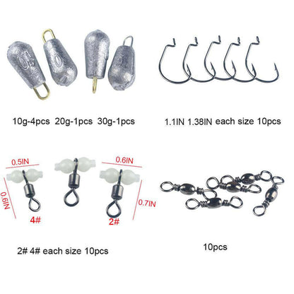 177Pcs Fishing Accessories Tackle Hook Kit  Durable with Tackle Box SP.