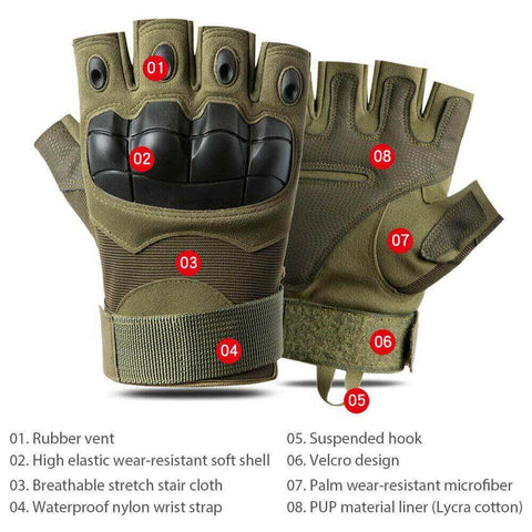 Mens Fingerless Gloves Outdoor Sports Tactical Protection Gloves Fit.