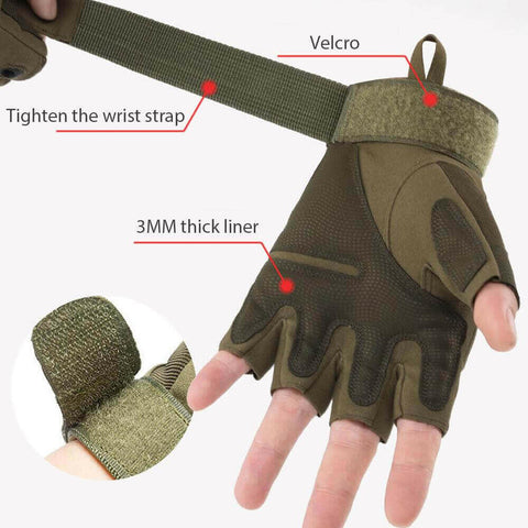 Mens Fingerless Gloves Outdoor Sports Tactical Protection Gloves Fit.