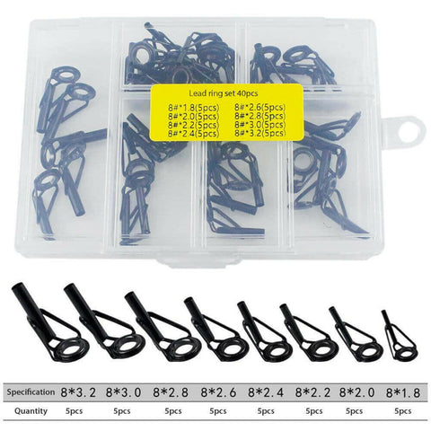 40 Pcs Fishing Rod Top Ring Guide Eye Set With Square Storage Box SP.