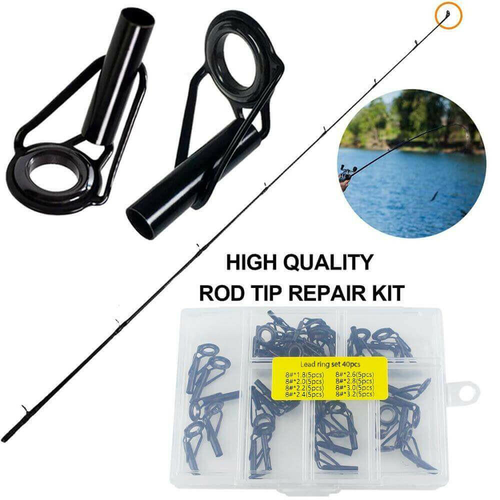 40 Pcs Fishing Rod Top Ring Guide Eye Set With Square Storage Box SP.